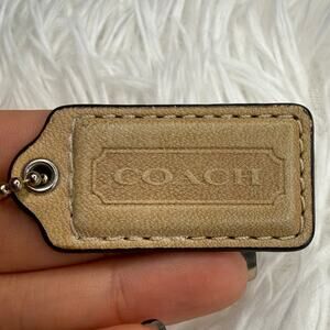 1.5" COACH Tan Brown Fob Bag Charm Hang tag Hangtag